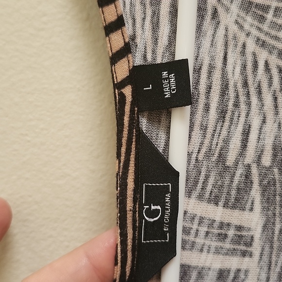 G by Giuliana Brown Black Maxi Dress Waist Tie Tiered Bottom Pockets Tropical - Picture 5 of 7